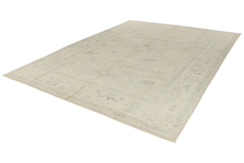 9x12 Gray and Ivory Turkish Oushak Rug