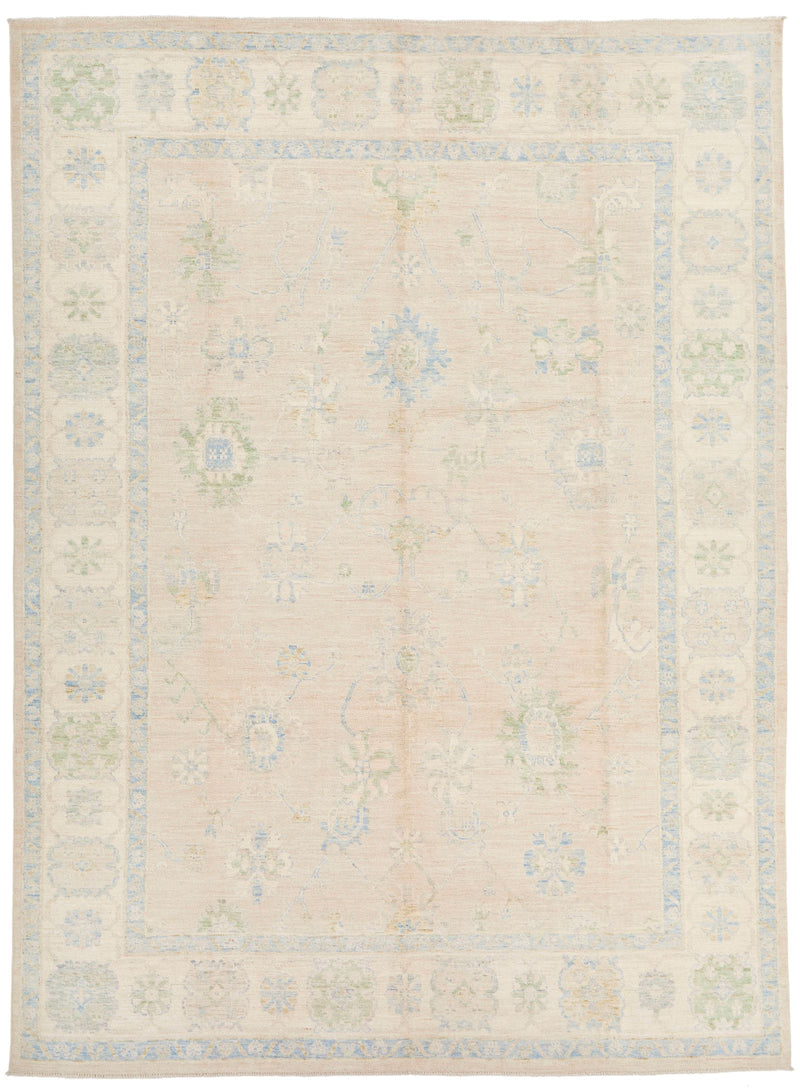 9x12 Gray and Ivory Turkish Oushak Rug