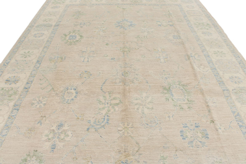 9x12 Gray and Ivory Turkish Oushak Rug