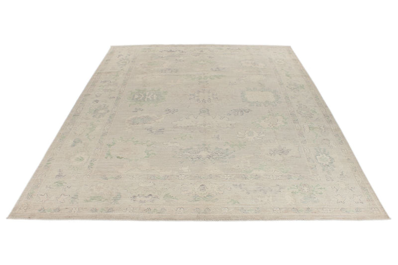 9x13 Gray and Ivory Turkish Oushak Rug