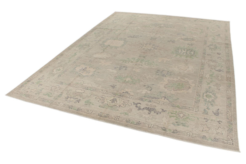 9x13 Gray and Ivory Turkish Oushak Rug