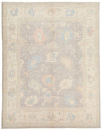 9x12 Gray and Ivory Turkish Oushak Rug