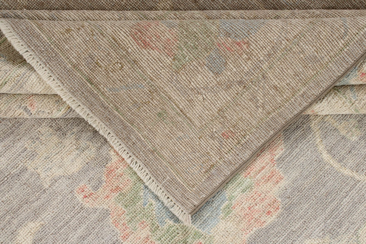 9x12 Gray and Ivory Turkish Oushak Rug