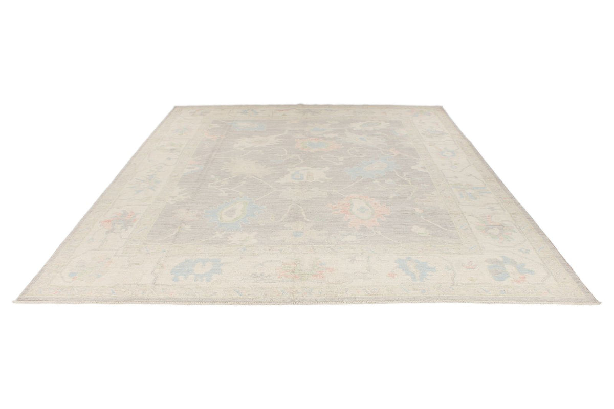 9x12 Gray and Ivory Turkish Oushak Rug