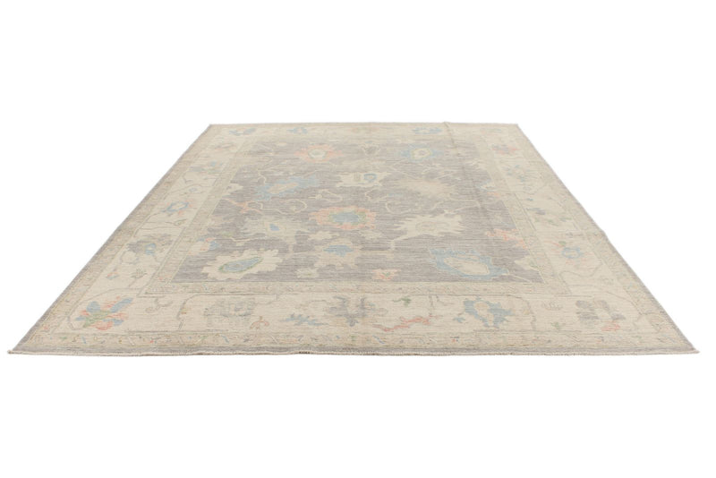 9x12 Gray and Ivory Turkish Oushak Rug