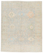 8x10 Gray and Ivory Turkish Oushak Rug