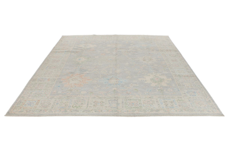 8x10 Gray and Ivory Turkish Oushak Rug