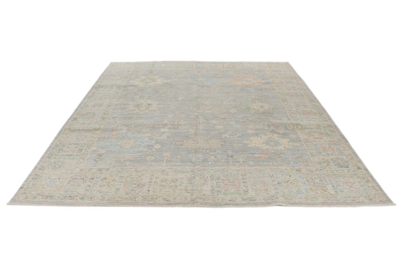 8x10 Gray and Ivory Turkish Oushak Rug