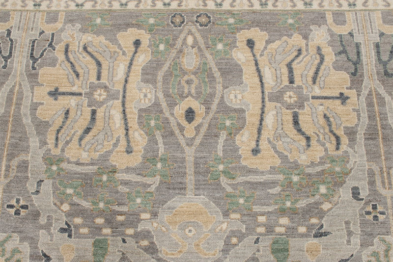 8x9 Gray and Beige Turkish Oushak Rug