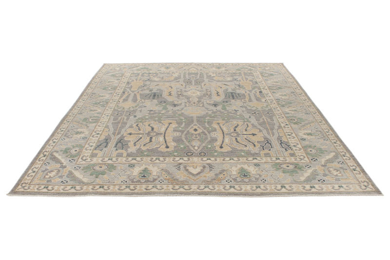 8x9 Gray and Beige Turkish Oushak Rug