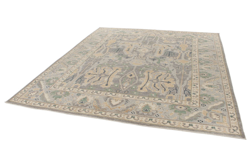 8x9 Gray and Beige Turkish Oushak Rug