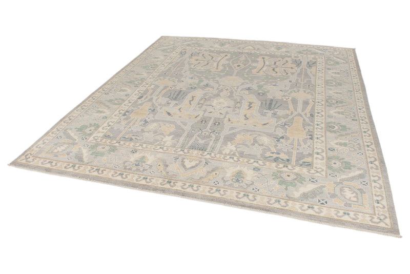 8x9 Gray and Beige Turkish Oushak Rug