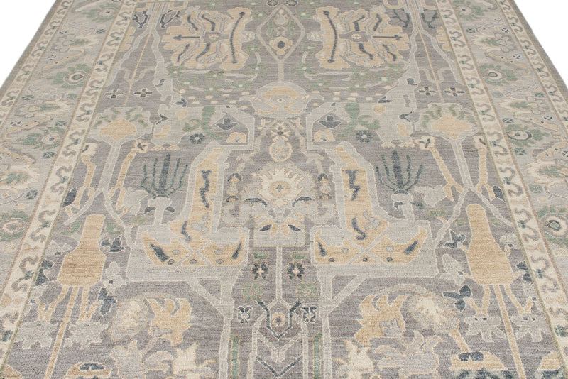 8x9 Gray and Beige Turkish Oushak Rug