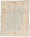 8x10 Light Green and Light Gold Turkish Oushak Rug