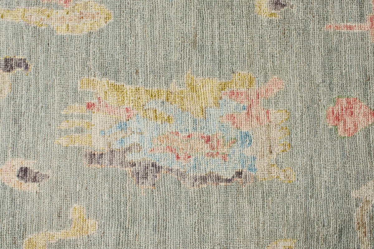 8x10 Light Green and Light Gold Turkish Oushak Rug