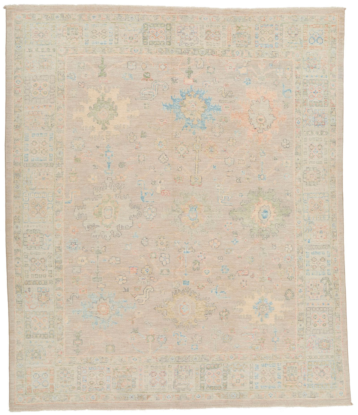 8x10 Light Purple and Ivory Turkish Oushak Rug