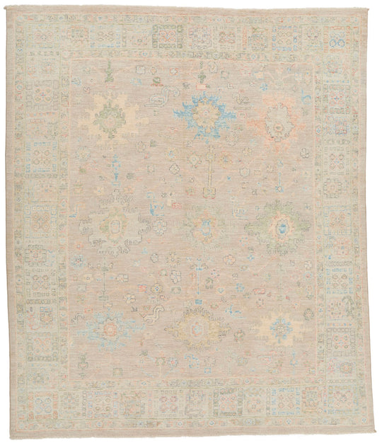 8x10 Light Purple and Ivory Turkish Oushak Rug