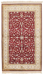 3x5 Red and Ivory Turkish Silk Rug