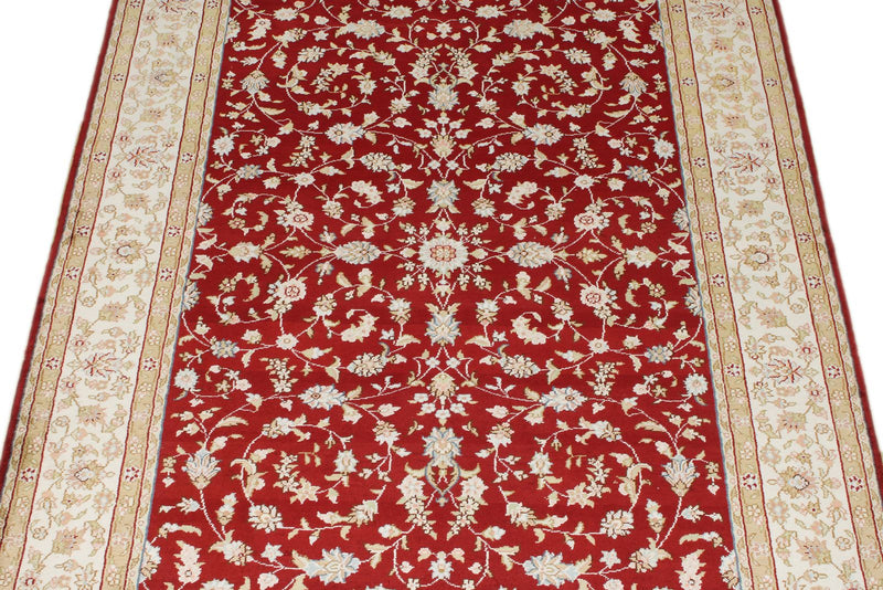 3x5 Red and Ivory Turkish Silk Rug