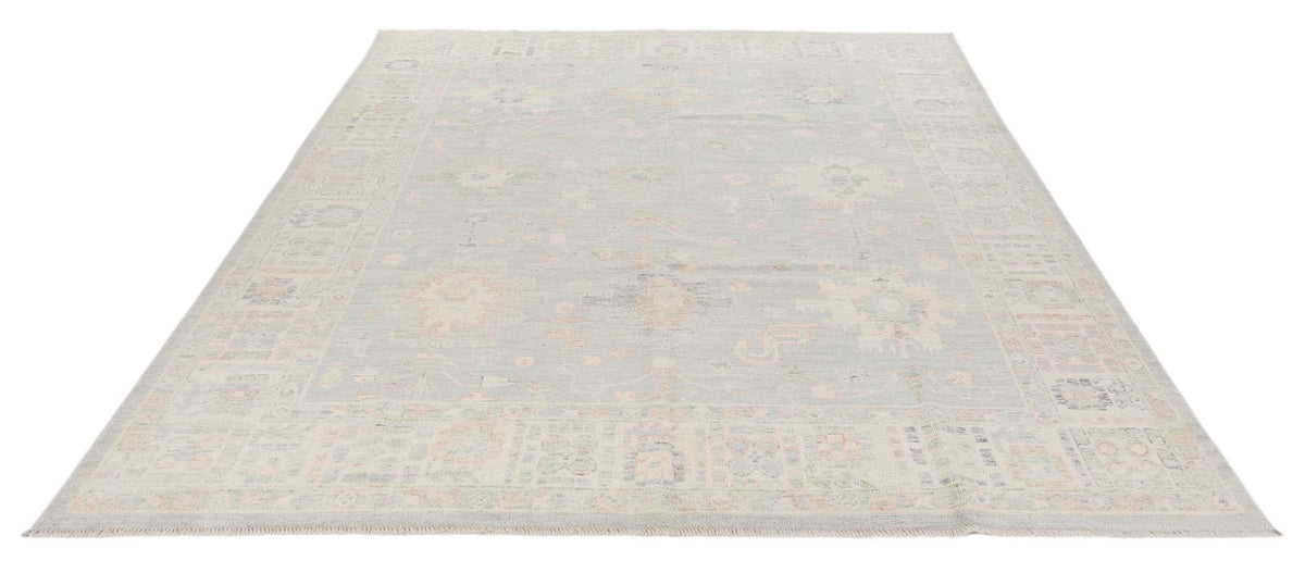8x10 Beige and Ivory Turkish Oushak Rug