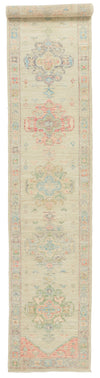 3x16 Ivory and Multicolor Turkish Oushak Runner