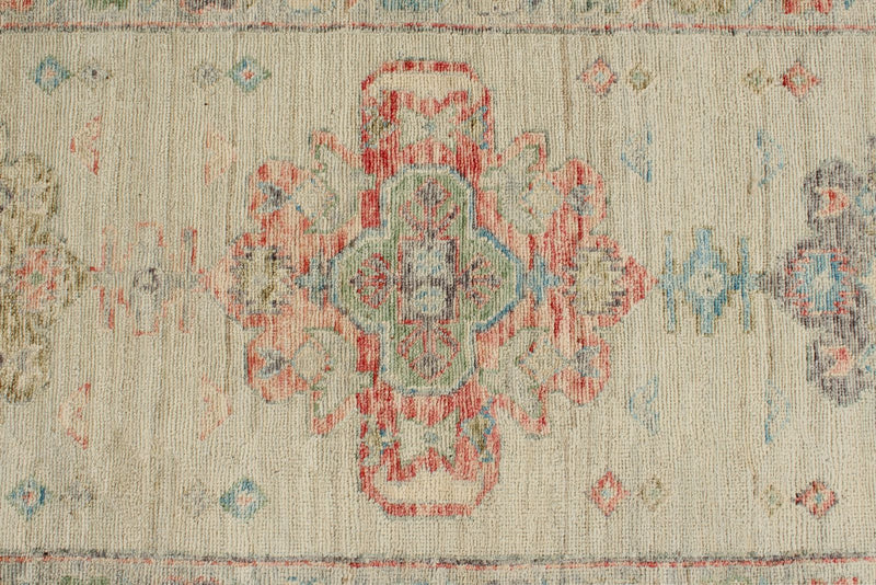 3x16 Ivory and Multicolor Turkish Oushak Runner