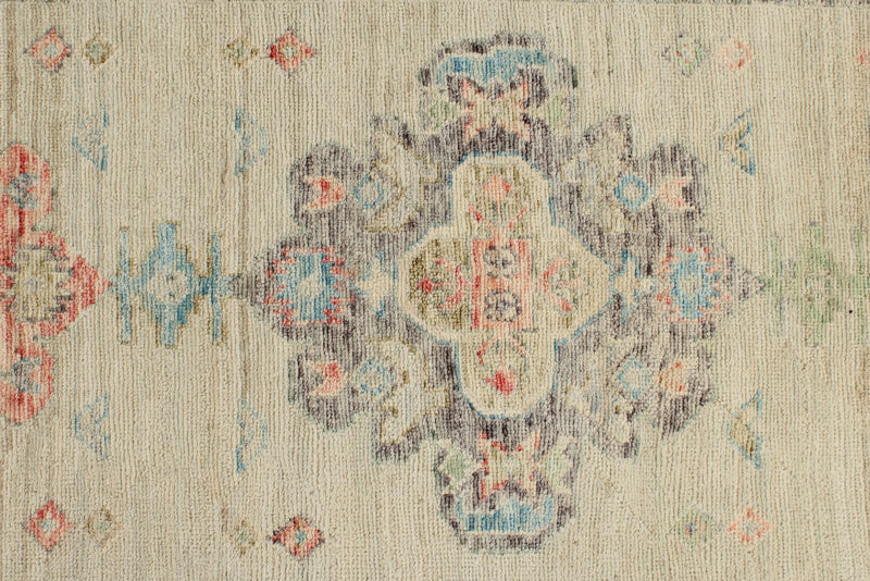 3x16 Ivory and Multicolor Turkish Oushak Runner
