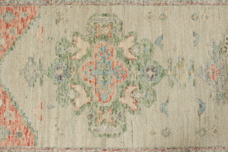 3x16 Ivory and Multicolor Turkish Oushak Runner