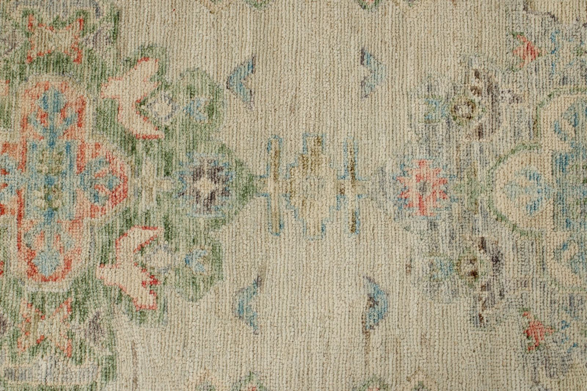 3x16 Ivory and Multicolor Turkish Oushak Runner