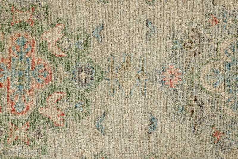 3x16 Ivory and Multicolor Turkish Oushak Runner