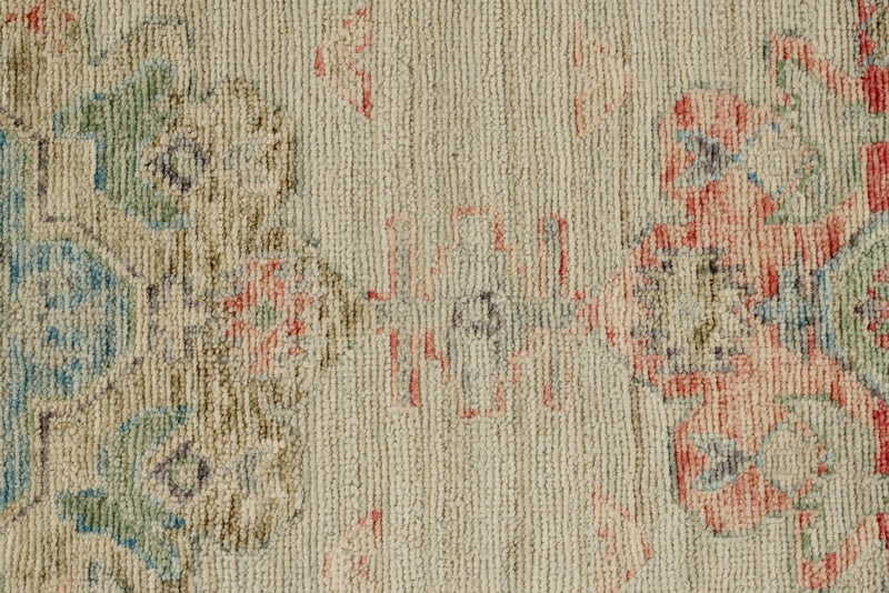 3x16 Ivory and Multicolor Turkish Oushak Runner
