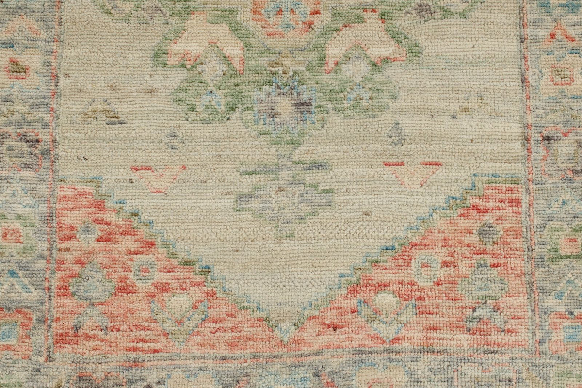 3x16 Ivory and Multicolor Turkish Oushak Runner