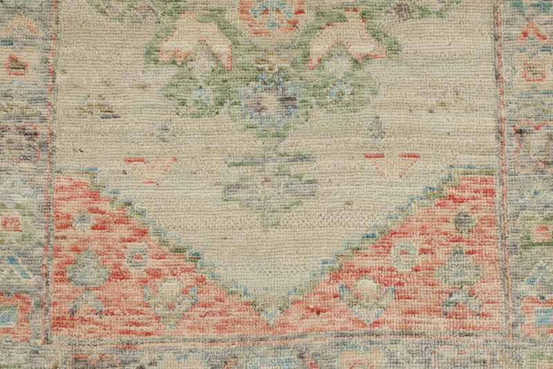 3x16 Ivory and Multicolor Turkish Oushak Runner