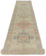 3x16 Ivory and Multicolor Turkish Oushak Runner
