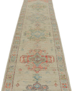 3x16 Ivory and Multicolor Turkish Oushak Runner