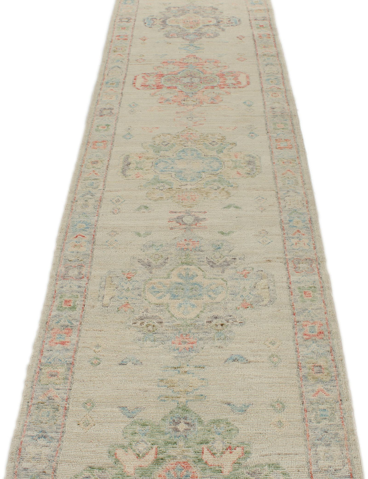3x16 Ivory and Multicolor Turkish Oushak Runner