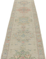 3x16 Ivory and Multicolor Turkish Oushak Runner