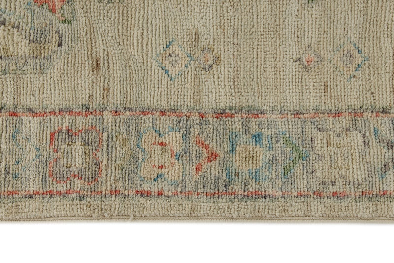 3x16 Ivory and Multicolor Turkish Oushak Runner