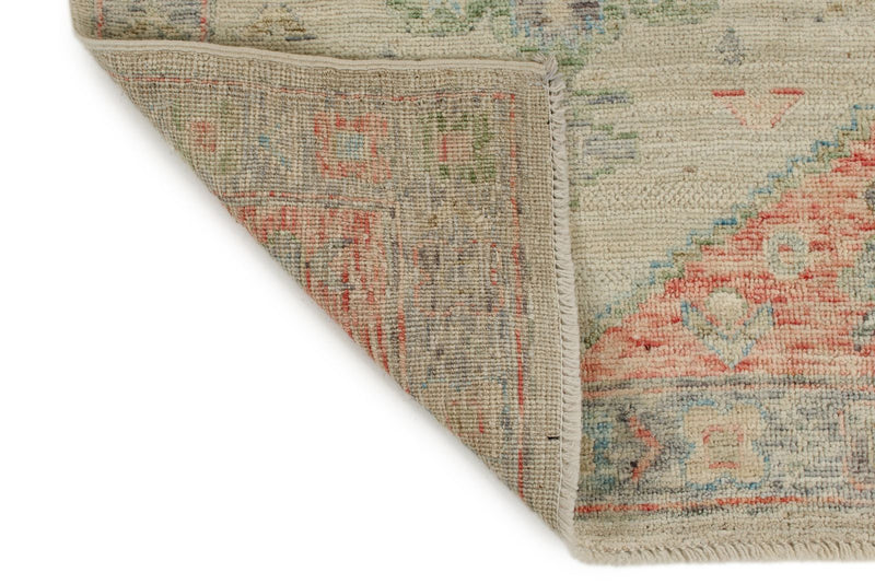 3x16 Ivory and Multicolor Turkish Oushak Runner