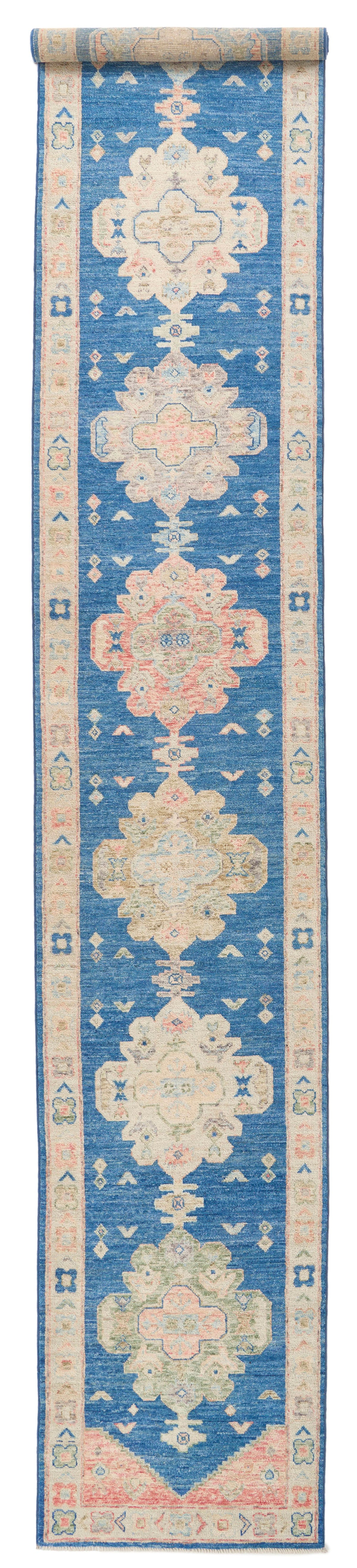 3x17 Navy and Ivory Oushak Runner