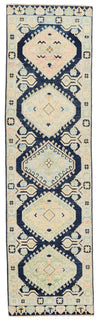 3x9 Navy and Multicolor Turkish Oushak Runner