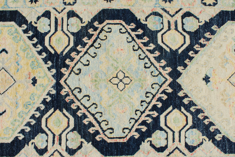 3x9 Navy and Multicolor Turkish Oushak Runner