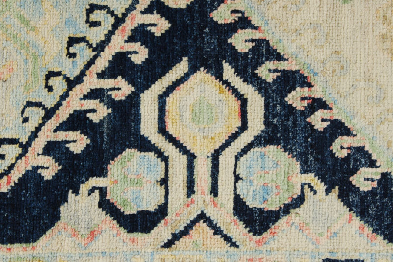 3x9 Navy and Multicolor Turkish Oushak Runner