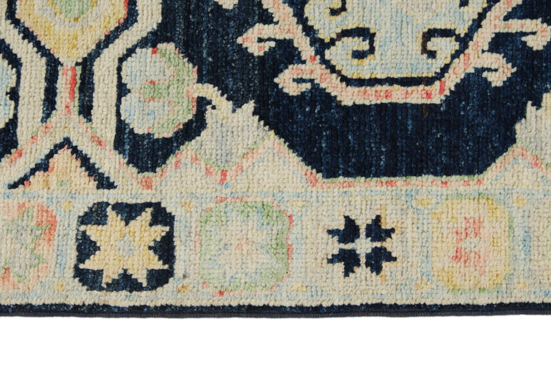 3x9 Navy and Multicolor Turkish Oushak Runner