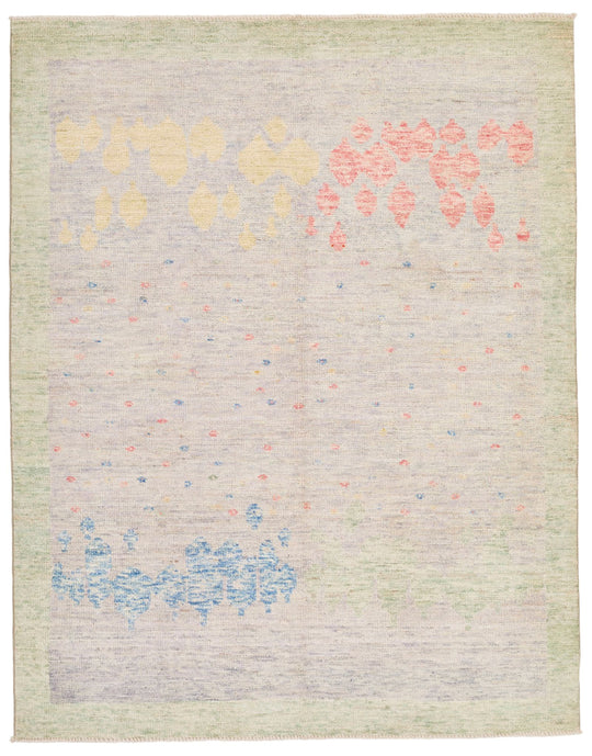 5x7 Gray and Multicolor Turkish Oushak Rug