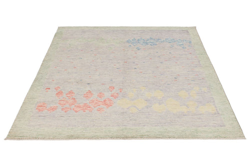 5x7 Gray and Multicolor Turkish Oushak Rug