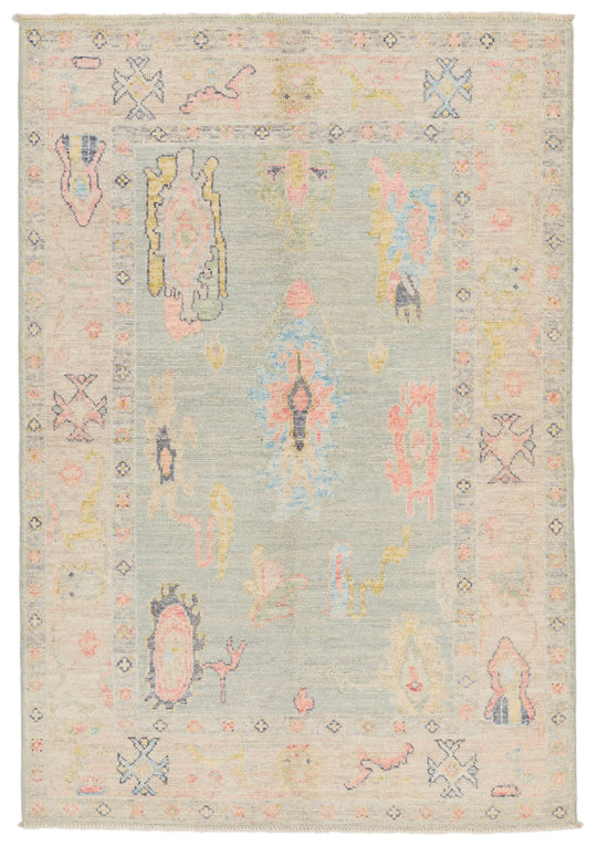 4x6 Gray and Beige Turkish Oushak Rug