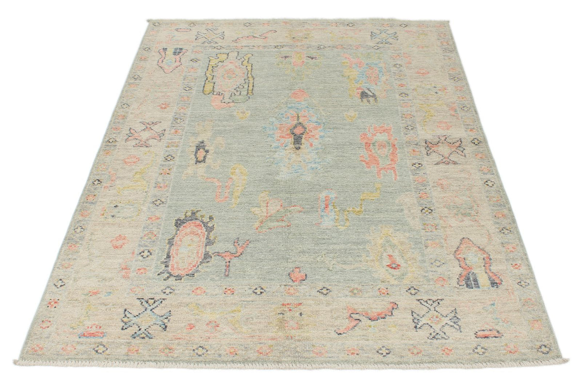 4x6 Gray and Beige Turkish Oushak Rug
