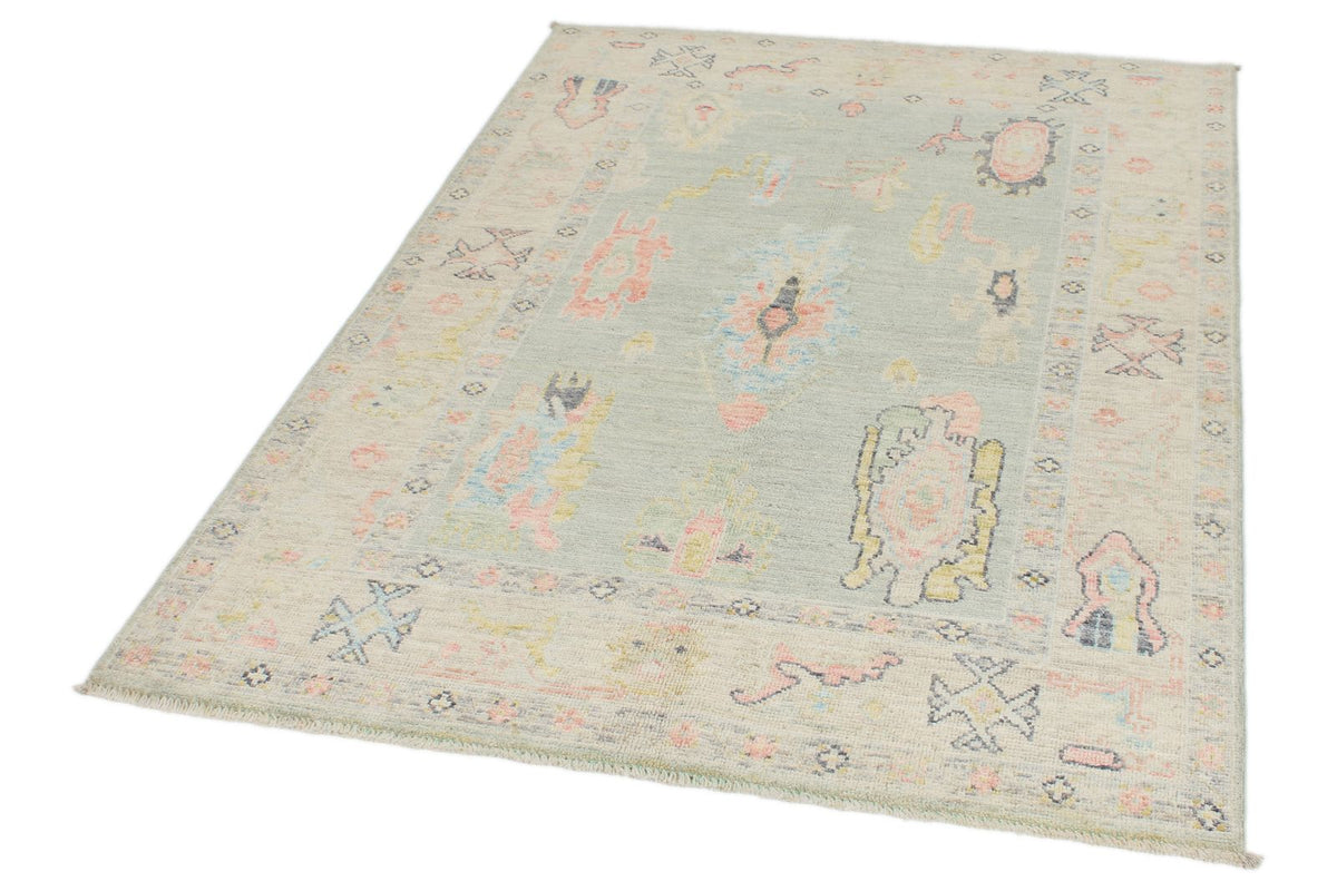 4x6 Gray and Beige Turkish Oushak Rug