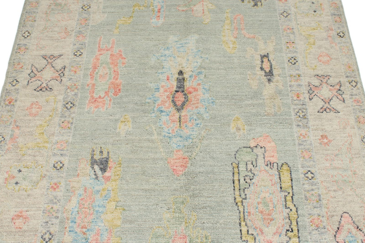 4x6 Gray and Beige Turkish Oushak Rug